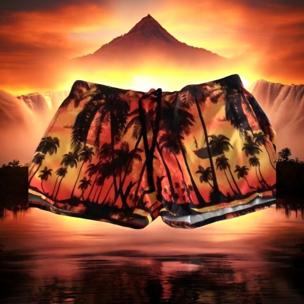 Reel Legend swim trunks colorful size XL orange black yellow tropics the…